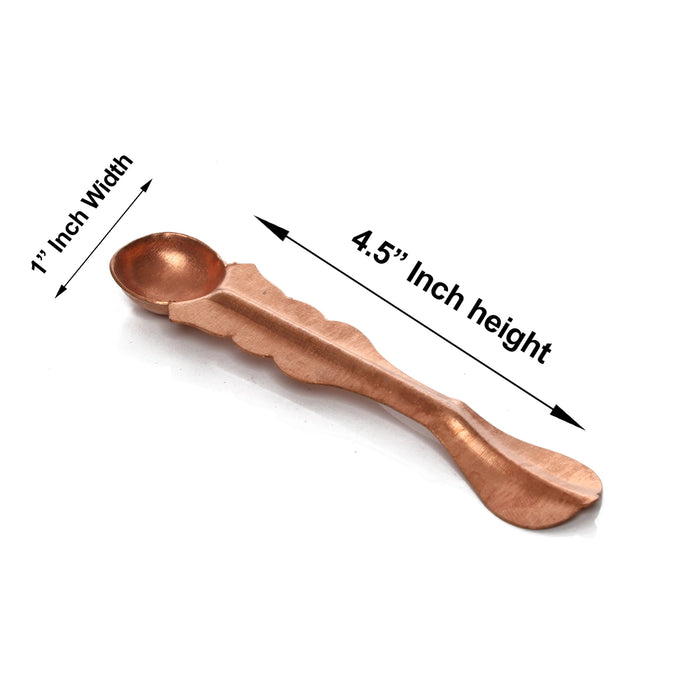 Copper Achmani - 1 x 4.5 Inches | Pali Spoon/ Uddharani for Pooja/ 10 Gms Approx