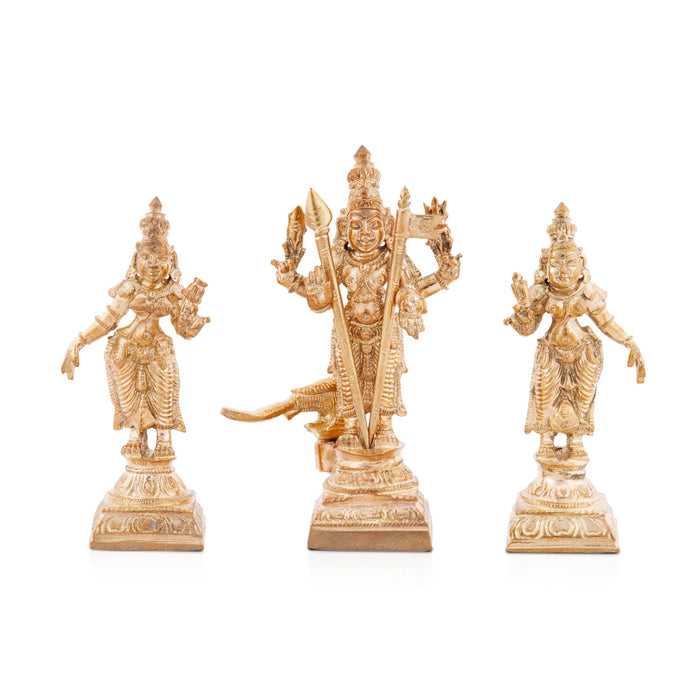 Murugar with Valli Deivanai Statue - 3 x 1.25 Inches | Panchaloha Idol/ Murugan Valli Deivanai Statue for Pooja