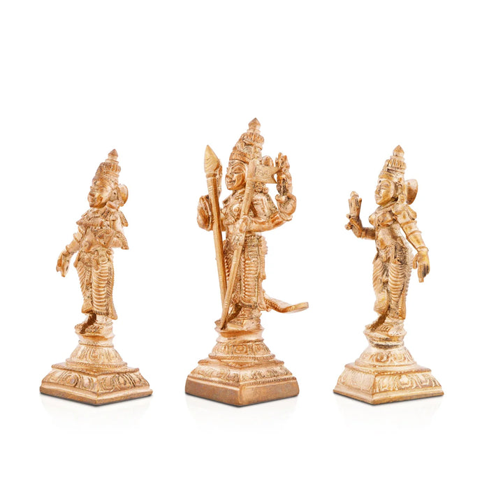 Murugar with Valli Deivanai Statue - 3 x 1.25 Inches | Panchaloha Idol/ Murugan Valli Deivanai Statue for Pooja