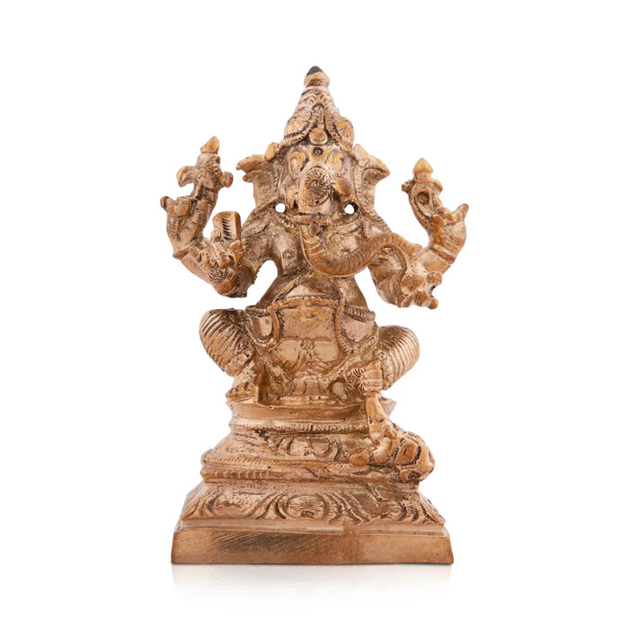 Ganesha Murti Statue - 3 x 2 Inches| Panchaloha Idol/ Vinayaka Idol for Pooja/ 259 Gms Approx