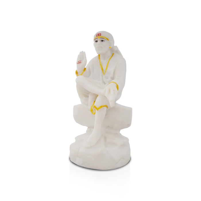 Sai Baba Statue - 8 x 4 Inches | White Colour Sai Baba Idol for Pooja