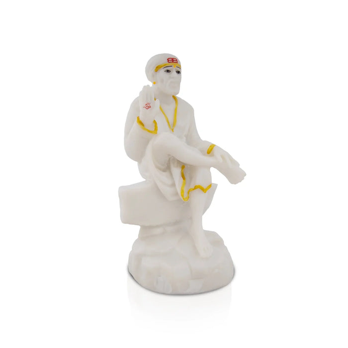 Sai Baba Statue - 8 x 4 Inches | White Colour Sai Baba Idol for Pooja