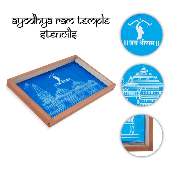 Ayodhya Ram Temple Stencils - 7 x 11 Inches | Kolam Stencil/ Rangoli Kolam Stencils for Pooja Room Decor