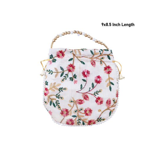 Thamboolam Bag - 9 x 8.5 Inches | Embroidery Thambula Pai/ Tambula Bag for Wedding/ 40 Gms/ Assorted Colour - Bags & Pouches