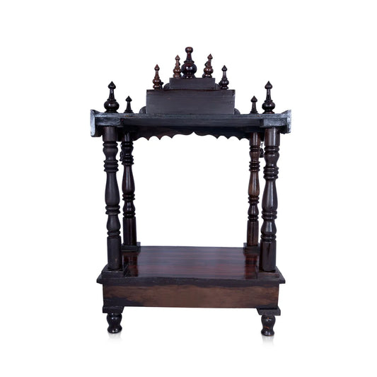 Pooja Mandir With Base - 10 x 15 inches | Puja Stand/ Mandapam/ Wooden Temple For Home And Pooja Room - Home Puja Mandir