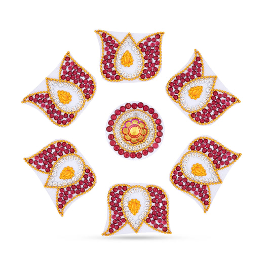 Acrylic Rangoli | Kundan Stone Rangoli Design/ Lotus Design Muggulu Rangoli for Home Decor - Kolam & Rangoli