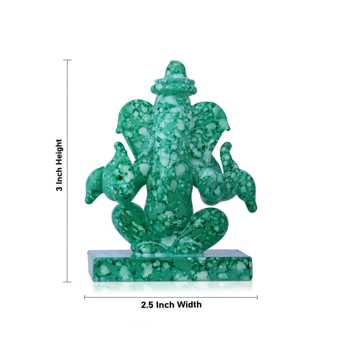 Marble Ganesh Murti - 3 x 2.5 Inches | Vinayagar Two Side View Idol/ Ganapati Statue for Pooja