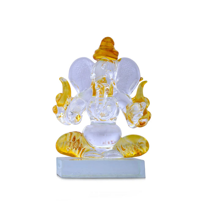 Ganesh Murti - 2.5 x 1.5 Inches | Glass Ganesha Idol/ Vinayagar Statue for Home Decor