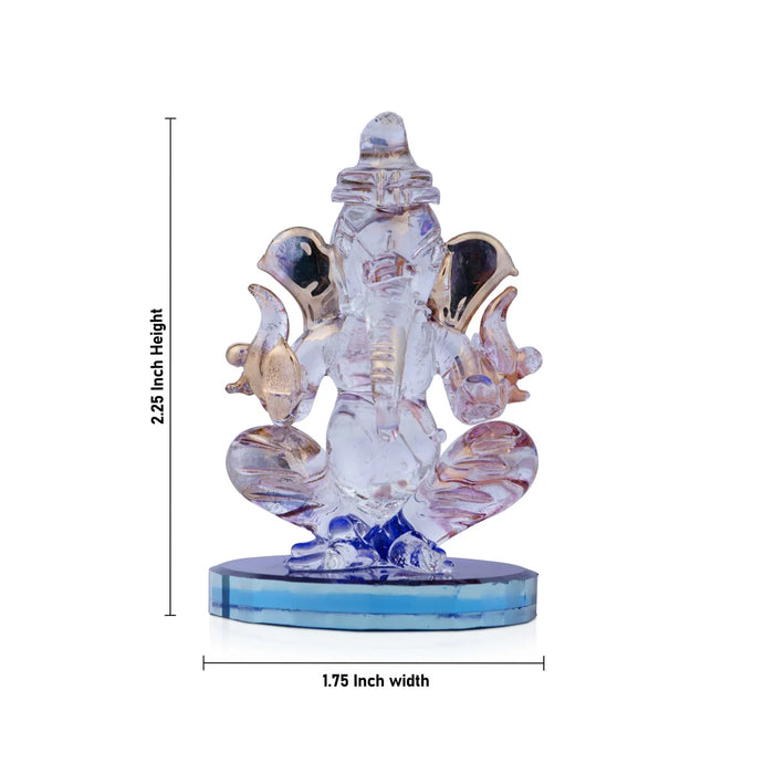 Ganesha Murti Statue - 2.25 x 1.75 Inches| Glass Ganesh Statue/ Vinayaka Idol for Pooja