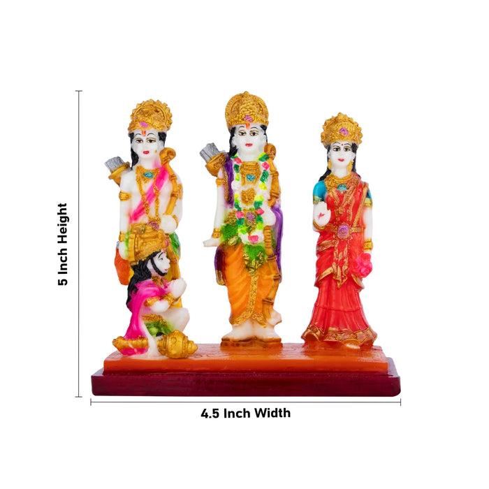 Shri Ram Darbar Murti - 5 x 4.5 Inches | Marble Dust Shri Ram Darbar Statue for Pooja