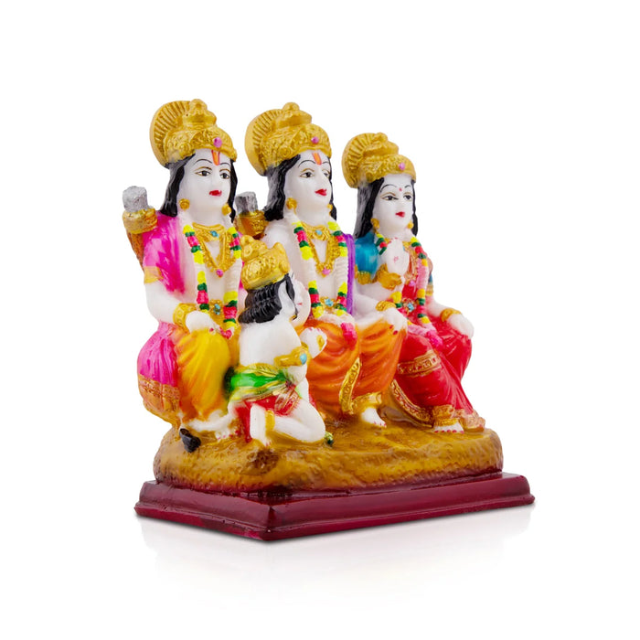 Shri Ram Darbar Murti - 5.5 x 4.5 Inches | Marble Dust Shri Ram Darbar Statue for Pooja