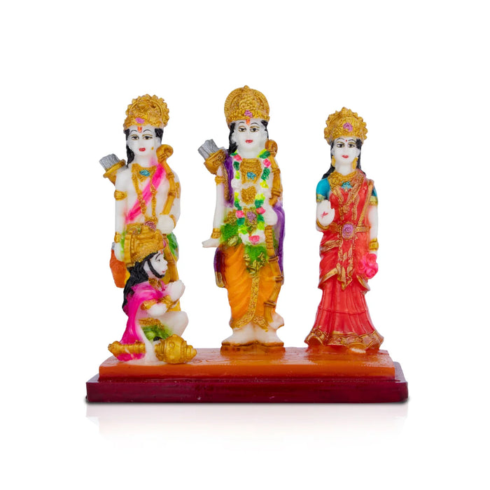 Shri Ram Darbar Murti - 5.5 x 5 Inches | Marble Dust Shri Ram Darbar Statue for Pooja