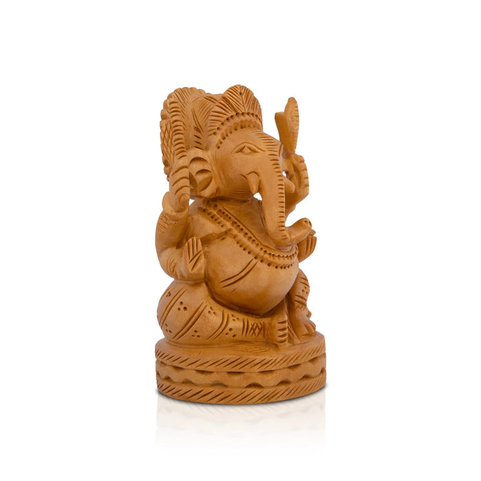 Ganesh Murti - 4 x 2.5 Inches | Wooden Ganpati Murti/ Vinayaka Idol for Home