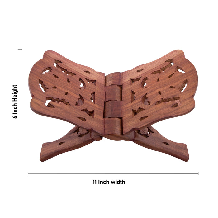 Rehal - 6 x 11 Inches | Angoori Design Hand Carved Rehal/ Wooden Holy Book Stand for Reading