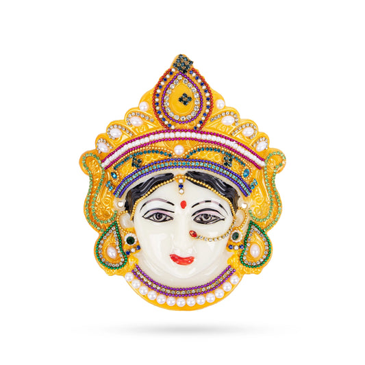 Devi Face - 6 x 4.5 Inches | Fiber Ammavari Face/ Decorative Devi Mukhavata for Deity Decor - Head & Face Accessories