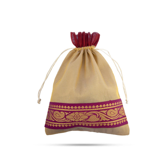 Thamboolam Bag Set - 9 x 11 Inches | 5 Pcs/ Jari Border Design Potli Bag/ Tambula Bag for Wedding/ Assorted Colour - Bags & Pouches