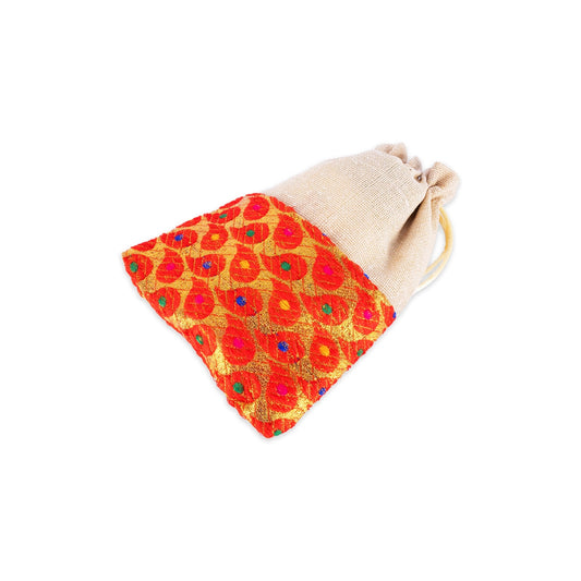 Thamboolam Bag Set - 7 x 5 Inches | 5 Pcs / Brocade Jute Material Potli Bag/ Tambula Bag for Wedding - Bags & Pouches