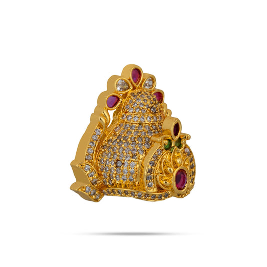 Half Crown - 1.25 x 1.25 Inches | Multicolour Stone Half Kireedam / Half Mukut / Half Kiridam for Deity - Head & Face Accessories