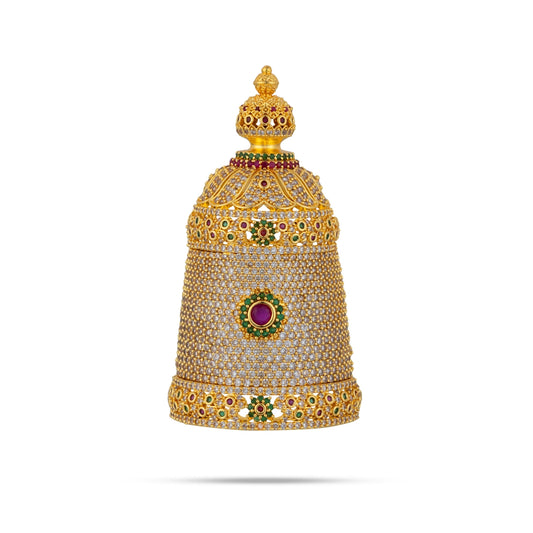 Half Crown - 3 x 1.5 Inches | Multicolour Stone Half Kireedam / Half Mukut / Half Kiridam for Deity - Head & Face Accessories