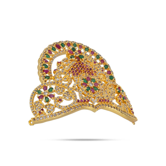 Half Crown With Arch - 1.75 x 2.25 Inches | Multi Stone Kireedam / Stone Mukut / Half Kiridam for Deity - Head & Face Accessories