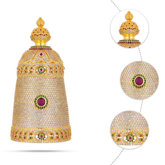 Full Crown - 4 x 1.75 Inches | Multicolour Stone Kireedam / Mukut / Kiridam For Deity Decoration - Head & Face Accessories