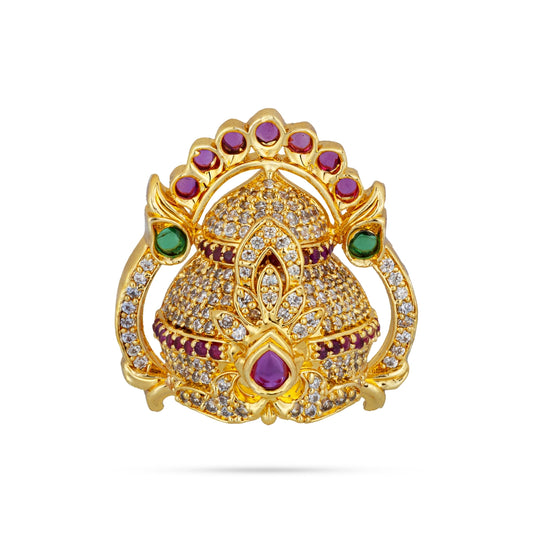 Half Crown - 1.25 x 1.25 Inches | Multicolour Stone Half Kireedam / Half Mukut / Half Kiridam for Deity - Head & Face Accessories