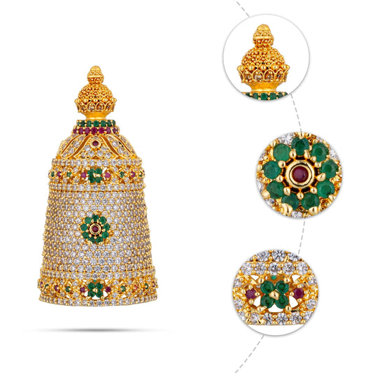 Full Crown - 2 x 1 Inches | Multicolour Full Stone Kireedam / Full Mukut / Full Kiridam for Deity - Head & Face Accessories