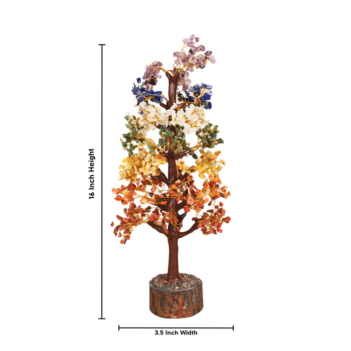 7 Chakra Tree - 16 x 3.5 Inches | Gemstone Tree/ Vastu Tree for Home