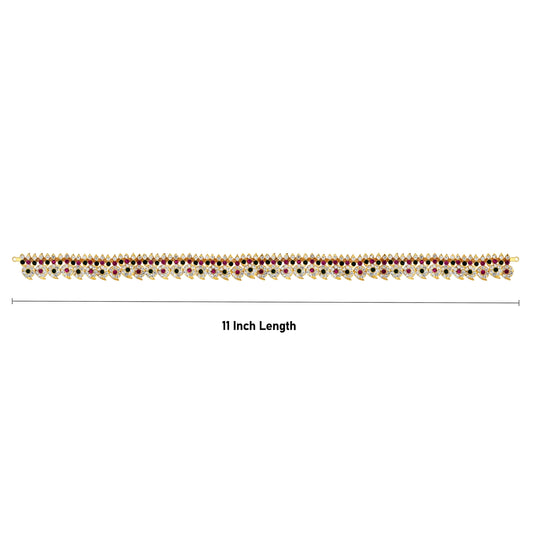 Mango Design Stone Haram - 11 Inches | Artificial Jewelry/ 40 Bit Multicolour Stone Jewellery for Deity - Neck & Body Accessories