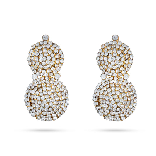 Stone Earring Pair - 2 x 1 Inches | Stone Jewellery/ Stone Earing/ Stone Studs for Deity/ Assorted Colour - Head & Face Accessories