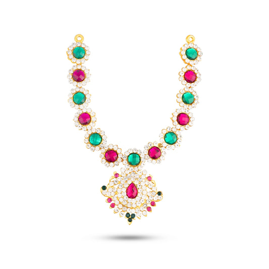 Stone Necklace - 5 Inches | Multicolour Stone Haram/ Stone Jewellery for Deity Decor/ 45 Gms Approx - Neck & Body Accessories