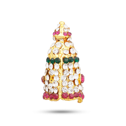 Stone Kireedam - 5.5 x 5 Inches | Full Crown/ Multicolour Stone Mukut/ Kiridam for Deity/ 80 Gms Approx - Head & Face Accessories