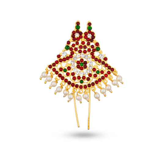 Stone Jada Billa - 4 x 2.5 Inches | Jada Pin/ Hair Accessory for Deity - Head & Face Accessories