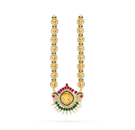 Lion Head Design Stone Haram - 13 Inches | Artificial Jewelry/ Multicolour Stone Jewellery For Deity - Neck & Body Accessories