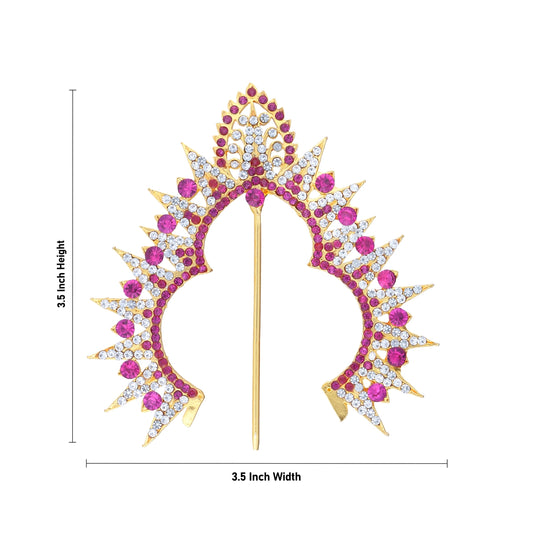 Hair Arch - 3.5 x 3.5 Inches | Stone Hair Arch/ Hair Accessory/ Multicolour Stone Jewellery for Deity - Head & Face Accessories