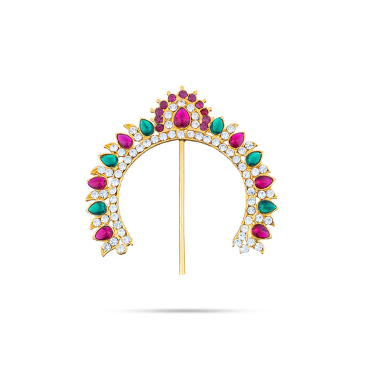 Hair Arch - 3 x 3 Inches | Stone Hair Arch/ Hair Accessory/ Multicolour Stone Jewellery for Deity - Head & Face Accessories