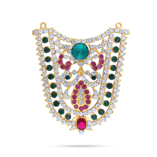 Stone Necklace - 3 x 2.5 Inches | Multicolour Stone Jewellery for Deity - Neck & Body Accessories
