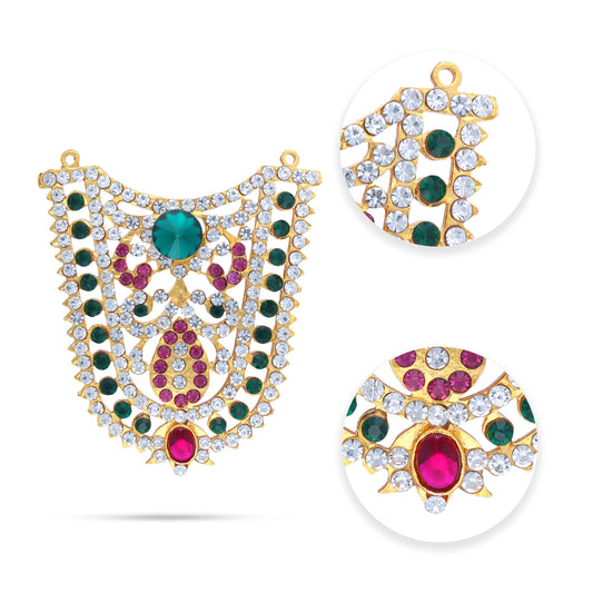 Stone Necklace - 3 x 2.5 Inches | Multicolour Stone Jewellery for Deity - Neck & Body Accessories