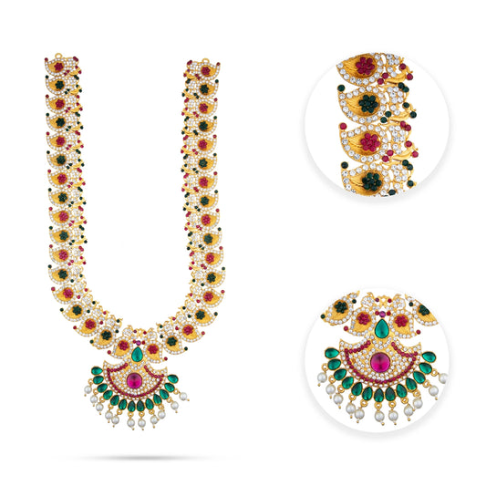Stone Haram - 14 Inches | Long Stone Necklace/ Multicolour Jewellery for Deity - Neck & Body Accessories