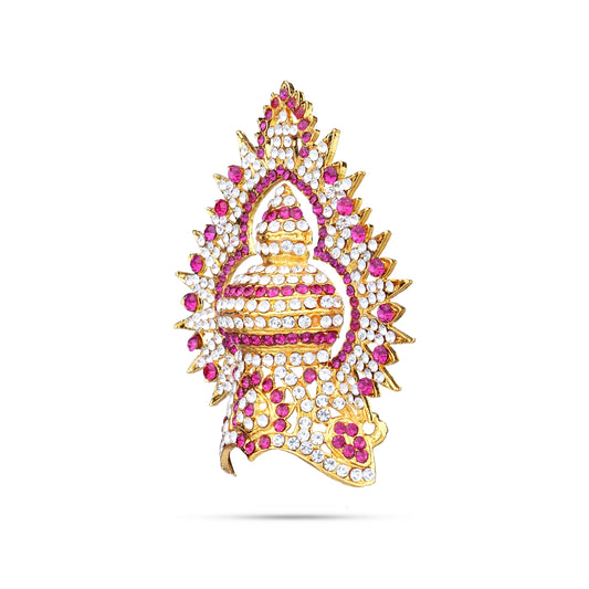 Stone Half Kireedam With Arch - 3.5 x 2.5 Inches | Kiridam/ Half Crown/ Stone Mukut for Deity Decor - Head & Face Accessories