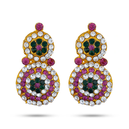 Stone Earring Pair - 1.5 x 0.5 Inches | Stone Jewellery/ Stone Earing/ Stone Studs for Deity/ Assorted Colour - Head & Face Accessories