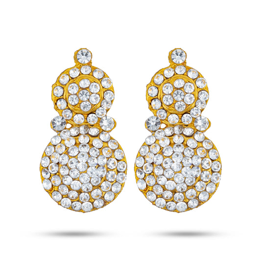 Stone Earring Pair - 1.5 x 0.5 Inches | Stone Jewellery/ Stone Earing/ Stone Studs for Deity/ Assorted Colour - Head & Face Accessories