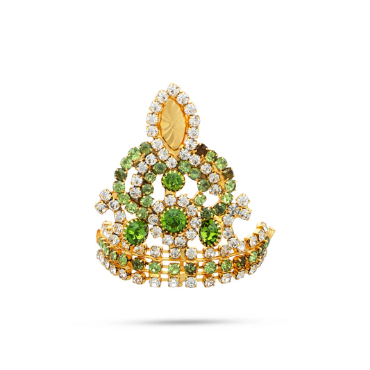 Stone Half Kireetam - 4.5 Inches | Half Crown/ Half Stone Mukut for Deity Decor - Head & Face Accessories