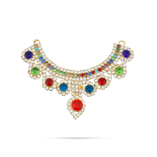 Stone Necklace - 1.75 Inches | Artificial Jewelry/ Multicolour Stone Jewellery for Deity - Neck & Body Accessories