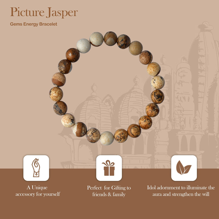 Picture Jasper Bracelet - 2.5 Inches | Picture Jasper Crystal Bracelet/ Stone Jewellery for Men & Women