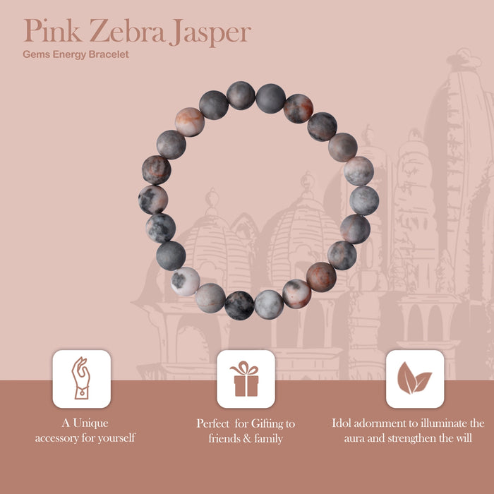 Pink Zebra Jasper Bracelet - 2.5 Inches | Pink Zebra Crystal Bracelet/ Stone Jewellery for Men & Women