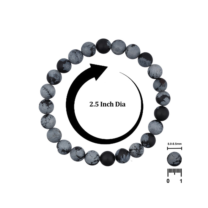 Snowflake Obsidian Bracelet - 2.5 Inches | Gemstone Bracelet/ Crystal Jewellery for Men & Women
