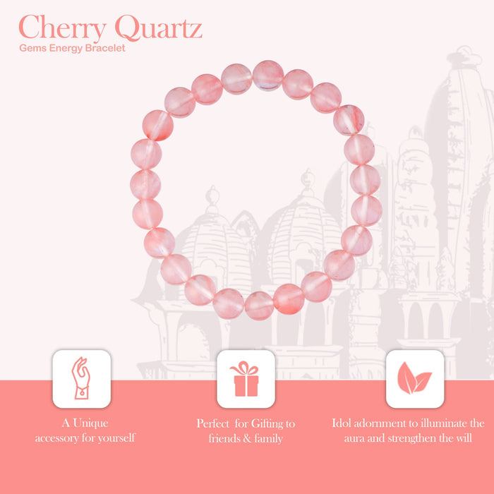 Cherry Quartz Bracelet - 2.5 Inches | Crystal Bracelet/ Cherry Quartz Gemstone Bracelet for Men & Women