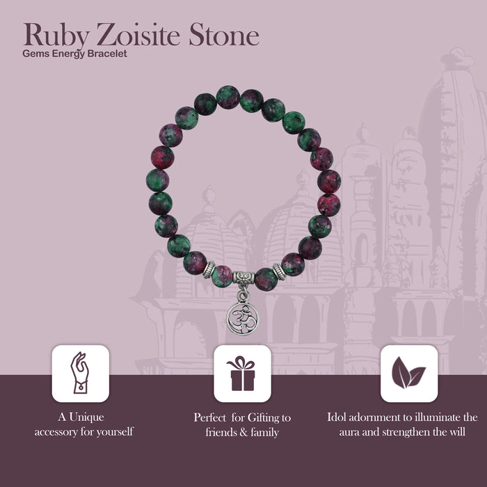 Ruby Zoisite Bracelet - 2.5 Inches | Crystal Bracelet/ Gemstone Bracelet for Men & Women