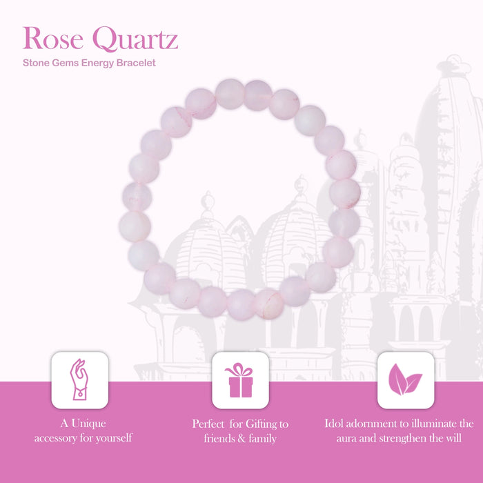 Rose Quartz Bracelet - 2.5 Inches | Crystal Bracelet/ Rose Gem Stone Bracelet for Men & Women